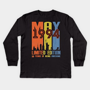 May 1994 30 Years Of Being Awesome Limited Edition Kids Long Sleeve T-Shirt